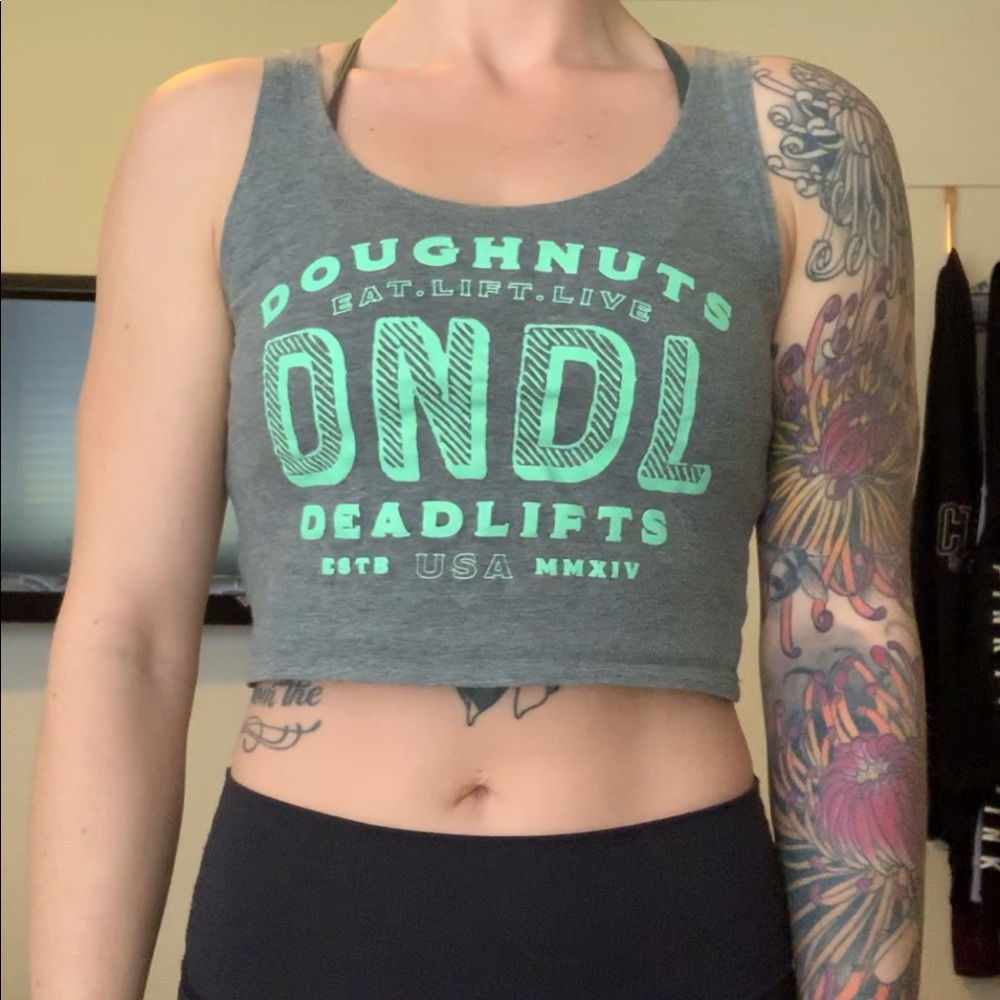 Doughnuts and Deadlifts crop top